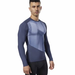 Reebok One Series Training Compression T Shirt Herren - Navy - DE 598-OSX